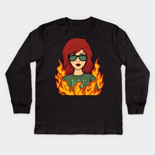 Daria on Fire Kids Long Sleeve T-Shirt